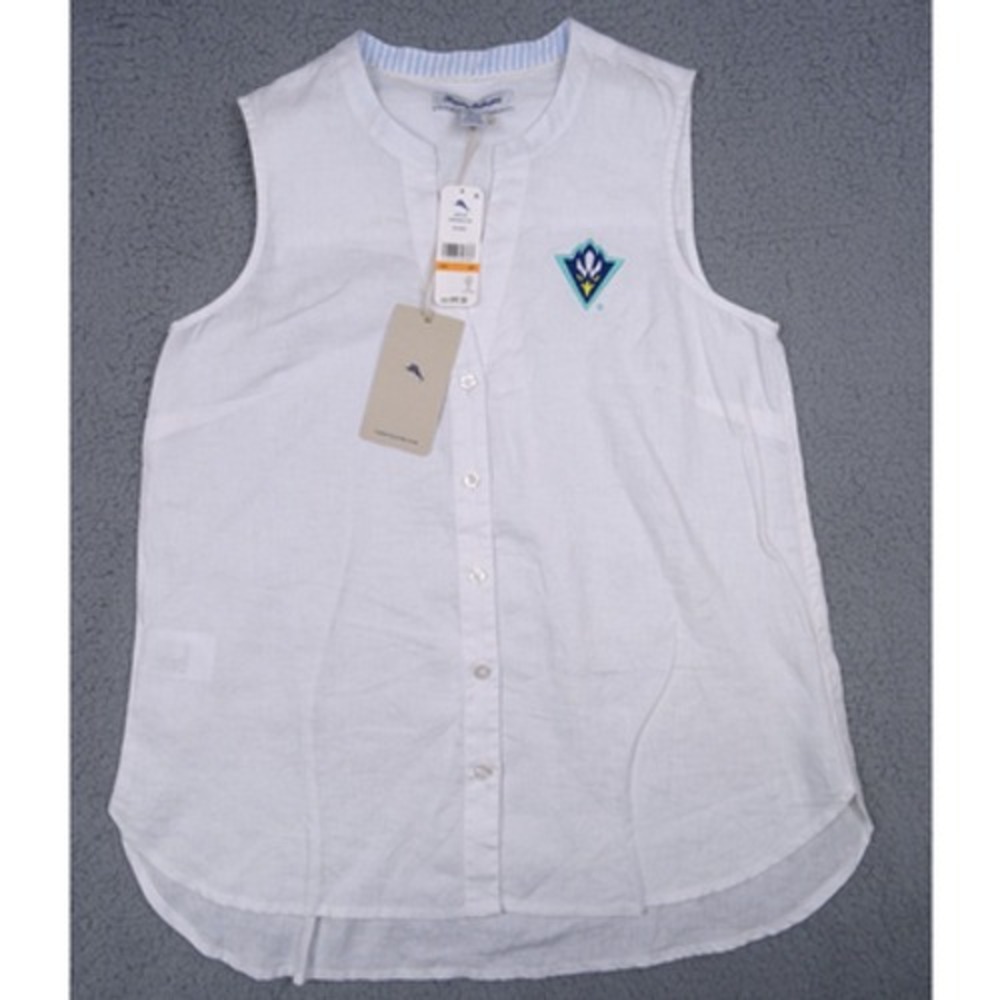 UNC Wilmington Seahawks Top Womens Small White Button‎ Up Linen Tommy Bahama NWT